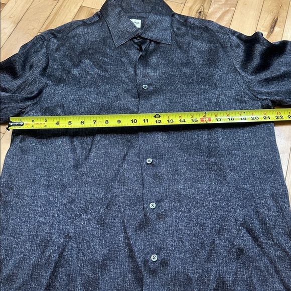 Vintage Armani Collezioni Charcoal and White Pattern Silk Dress Shirt - Picture 8 of 9